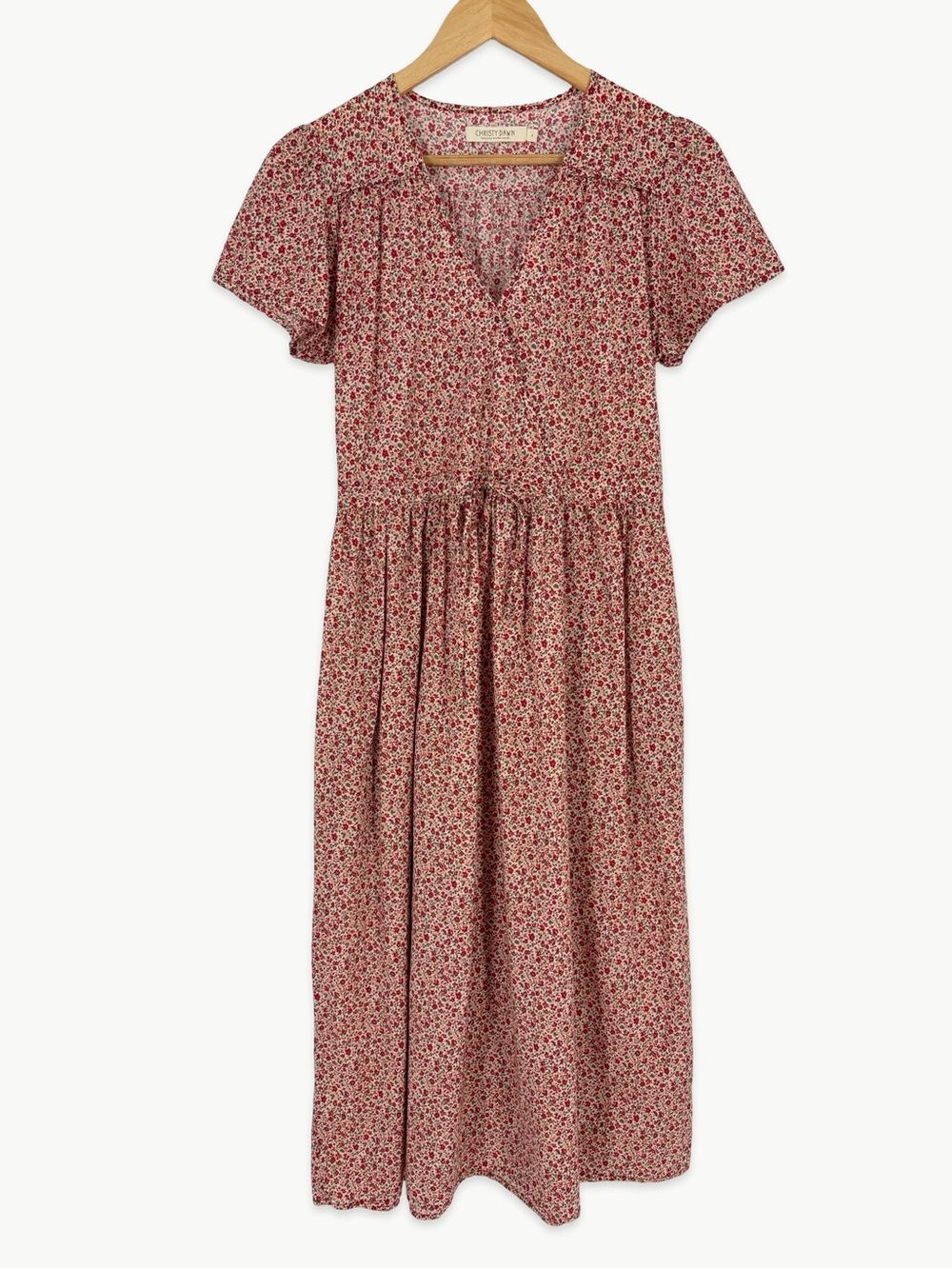 Christy Dawn The Simple Dawn Dress Size Small Maroon Calico Organic Cotton Midi